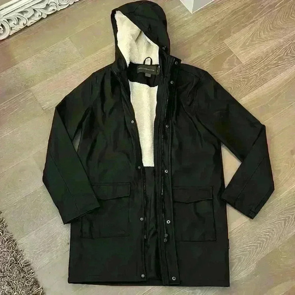 French Connection Coat with Sherpa Hood - Picture 1 of 6